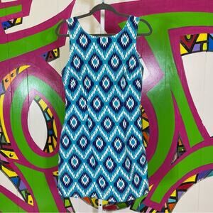 Macbeth Collection by  Margaret Josephs, Tribal Print Mini Dress. Size Medium.
